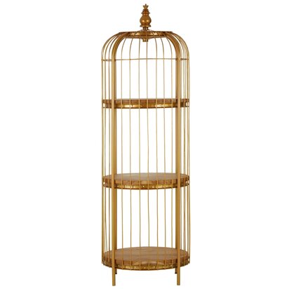 Florgate Gold Finish 3 Tier Birdcage Medium Shelf Unit