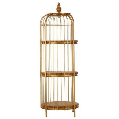 Florgate Gold Finish 3 Tier Birdcage Medium Shelf Unit