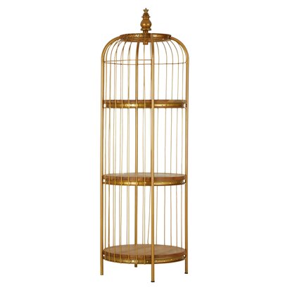 Florgate Gold Finish 3 Tier Birdcage Medium Shelf Unit