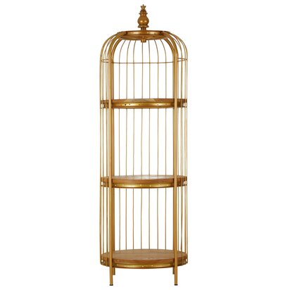 Florgate Gold Finish 3 Tier Birdcage Medium Shelf Unit