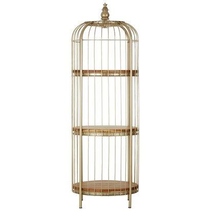 Florgate Champagne Gold Finish 3 Tier Birdcage Medium Shelf Unit