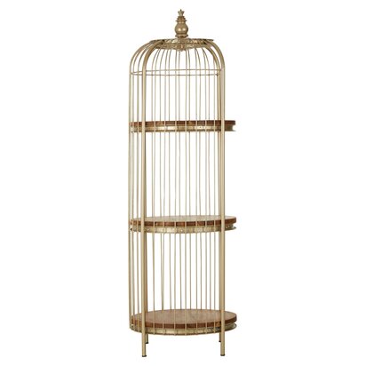 Florgate Champagne Gold Finish 3 Tier Birdcage Medium Shelf Unit