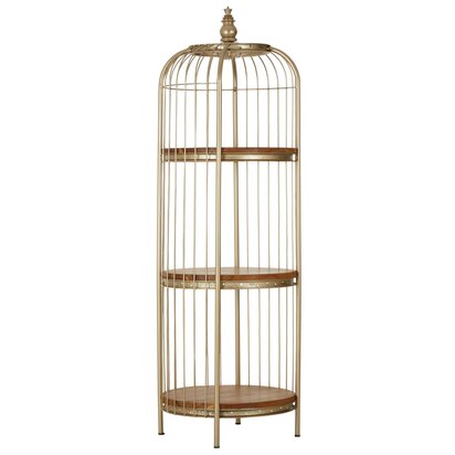 Florgate Champagne Gold Finish 3 Tier Birdcage Medium Shelf Unit
