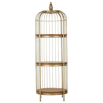 Florgate Champagne Gold Finish 3 Tier Birdcage Medium Shelf Unit