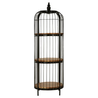 Prieymere Black Finish 3 Tier Birdcage Small Shelf Unit