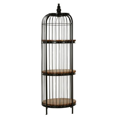 Prieymere Black Finish 3 Tier Birdcage Small Shelf Unit