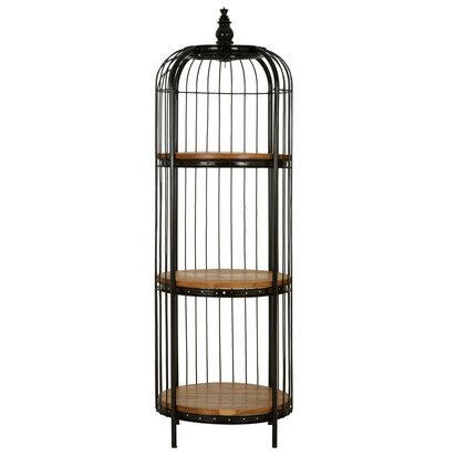 Prieymere Black Finish 3 Tier Birdcage Small Shelf Unit
