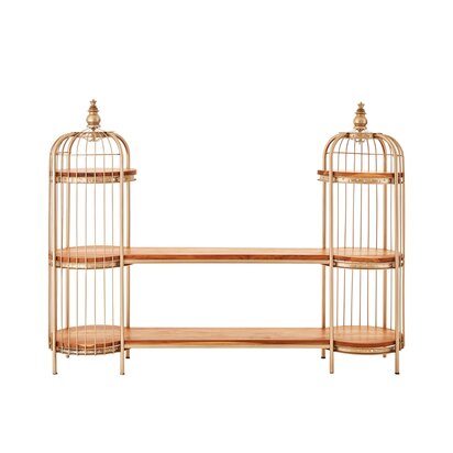 Florgate Champagne Gold Finish Double Birdcage Wide Shelf Unit