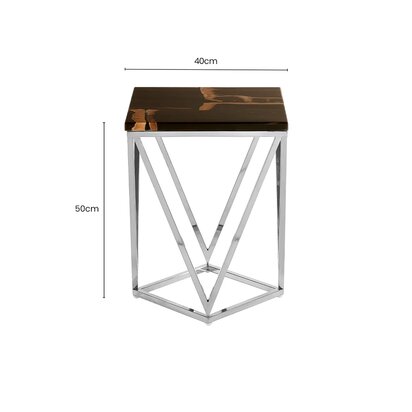 Caliselle Dark Petrified Wood Top Side Table