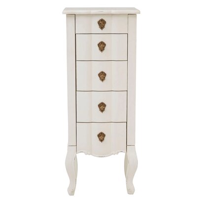 Loire White Small Chest of 5 Drawers