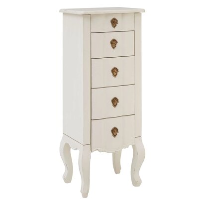 Loire White Small Chest of 5 Drawers