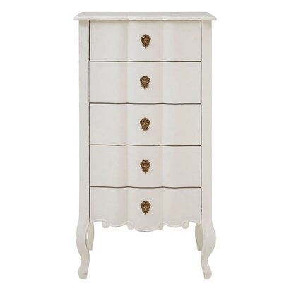 Loire White Chest of 5 Drawers