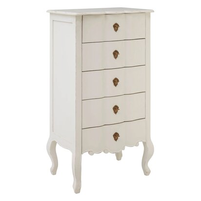 Loire White Chest of 5 Drawers