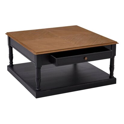 Loire Black and Natural Wooden Coffee Table with Drawer
