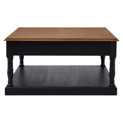 Piaerria Black and Natural Wooden Coffee Table with Drawer