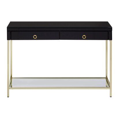 Kensington Townhouse Black Mirror Console Table with Gold Frame