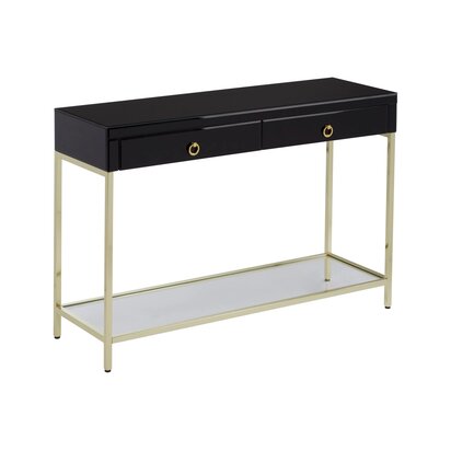 Kensington Townhouse Black Mirror Console Table with Gold Frame
