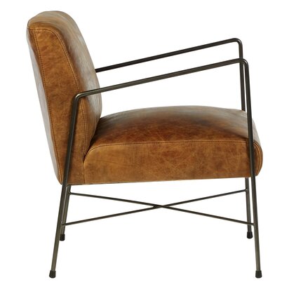 Calonridge Light Brown Genuine Leather and Iron Lounge Chair