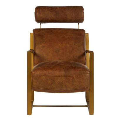 Hoxton Light Brown Leather Lounge Chair With Rose Gold Frame