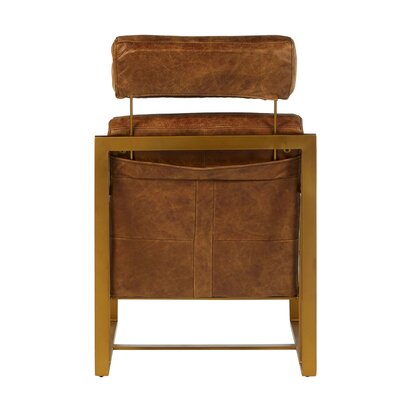 Calonridge Light Brown Leather Lounge Chair With Rose Gold Frame