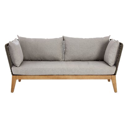 Opus 3 Seat Rope Woven Sofa with Grey Cushions