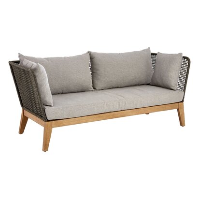 Opus 3 Seat Rope Woven Sofa with Grey Cushions