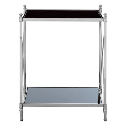 Hoffmann Black Glass 2 Tier Square Side Table