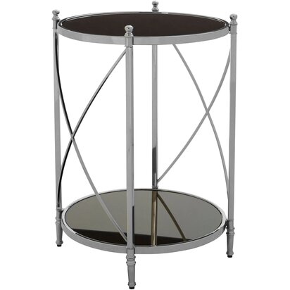Hoffmann Bllack Glass 2 Tier Round Side Table