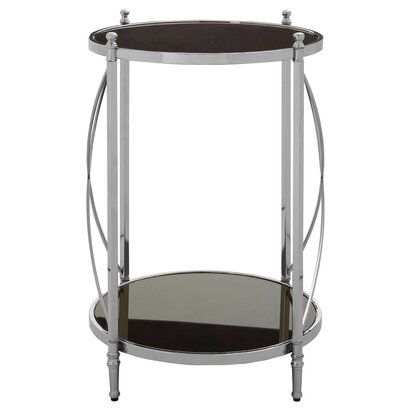 Hoffmann Bllack Glass 2 Tier Round Side Table