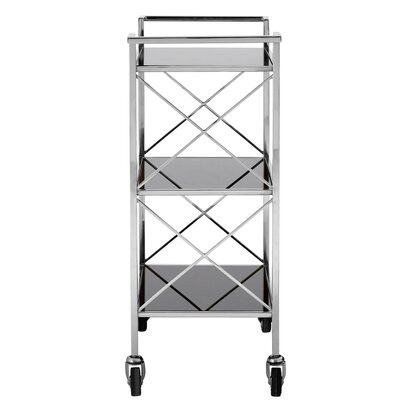 Hoffmann Black Mirrored Glass 3 Tier Trolley