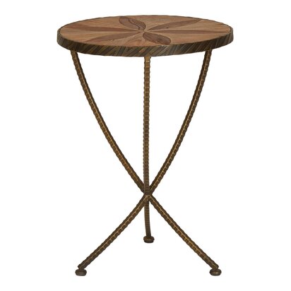 Elelana Elm Wood and Iron Small Side Table