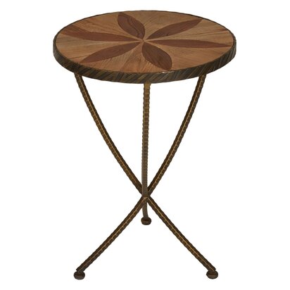 Elelana Elm Wood and Iron Small Side Table