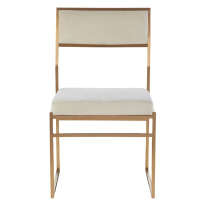 Elismont Milky White Velvet and Brushed Gold Dining Chair
