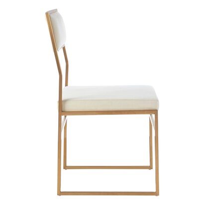 Elismont Milky White Velvet and Brushed Gold Dining Chair
