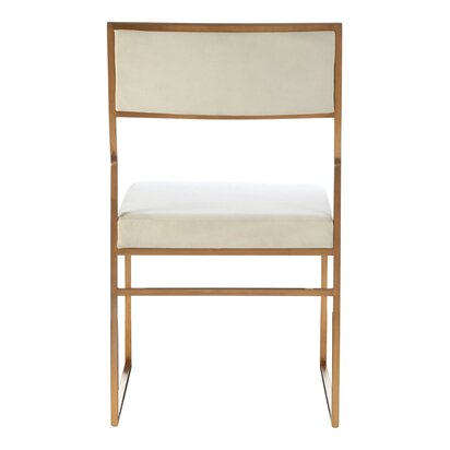 Elismont Milky White Velvet and Brushed Gold Dining Chair