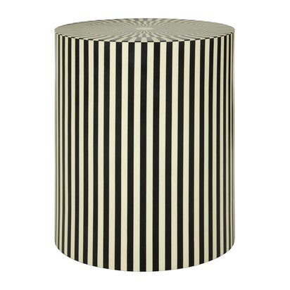 Darorridge Ivory and Black Resin Side Table and Stool