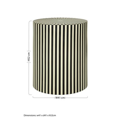 Darorridge Ivory and Black Resin Side Table and Stool
