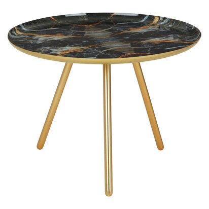 Wilarvia Marble Design Round Side Table with Gold Legs