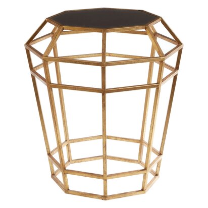 Wilonwell Mirror Top and Geometric Base Table