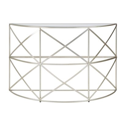 Rubia Silver Leaf Demilune Console Table