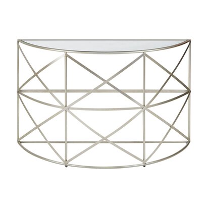 Rubia Silver Leaf Demilune Console Table