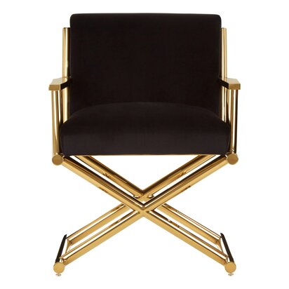Unaowrose Black Velvet Chair with Gold Cross Legs