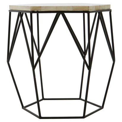 Priley Ivory and Black Hexagon Side Table