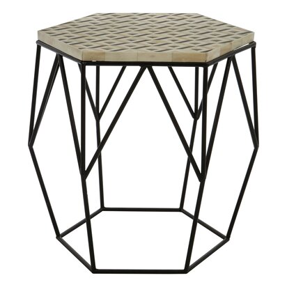Priley Ivory and Black Hexagon Side Table