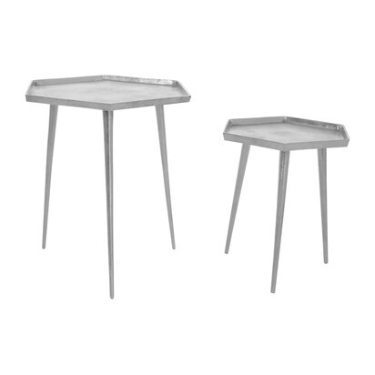 Prinell Silver Set Of 2 Hexagonal Side Tables