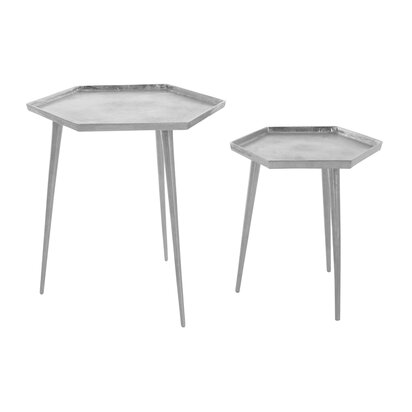 Prinell Silver Set Of 2 Hexagonal Side Tables