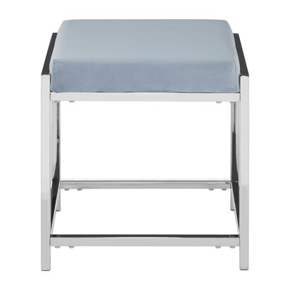 Allure Powder Blue Velvet And Silver Stool