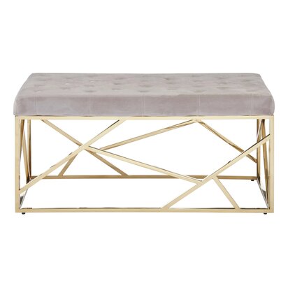 Allure Mink Velvet Bench with Gold Finish Frame