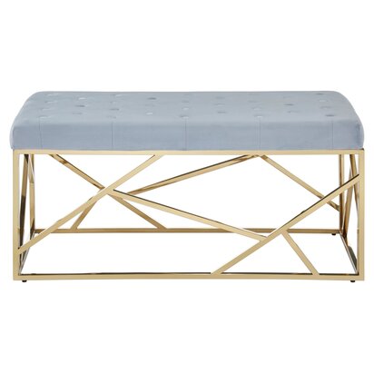 Allure Gold And Powder Blue Velvet Bench