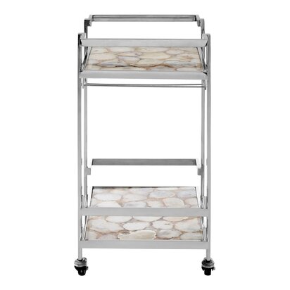 Ivyenvale White Agate and Silver 2 Tier Drinks Trolley